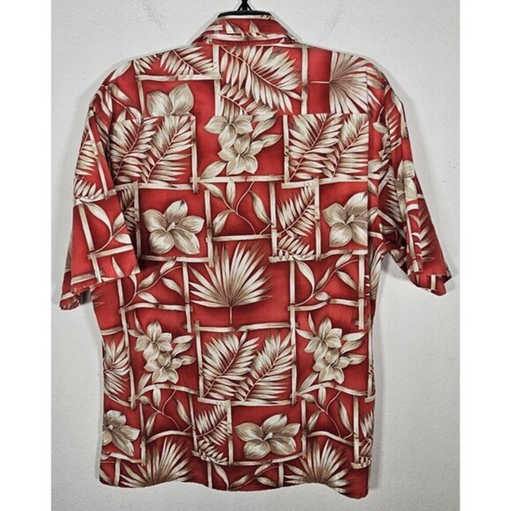 Pierre Cardin Mens Large Red Floral Short Sleeve Casual Cotton Hawaiian - Picture 2 of 4